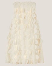 Jazzy Shimmer Scallop Frill Dress, Gold (GOLD), large