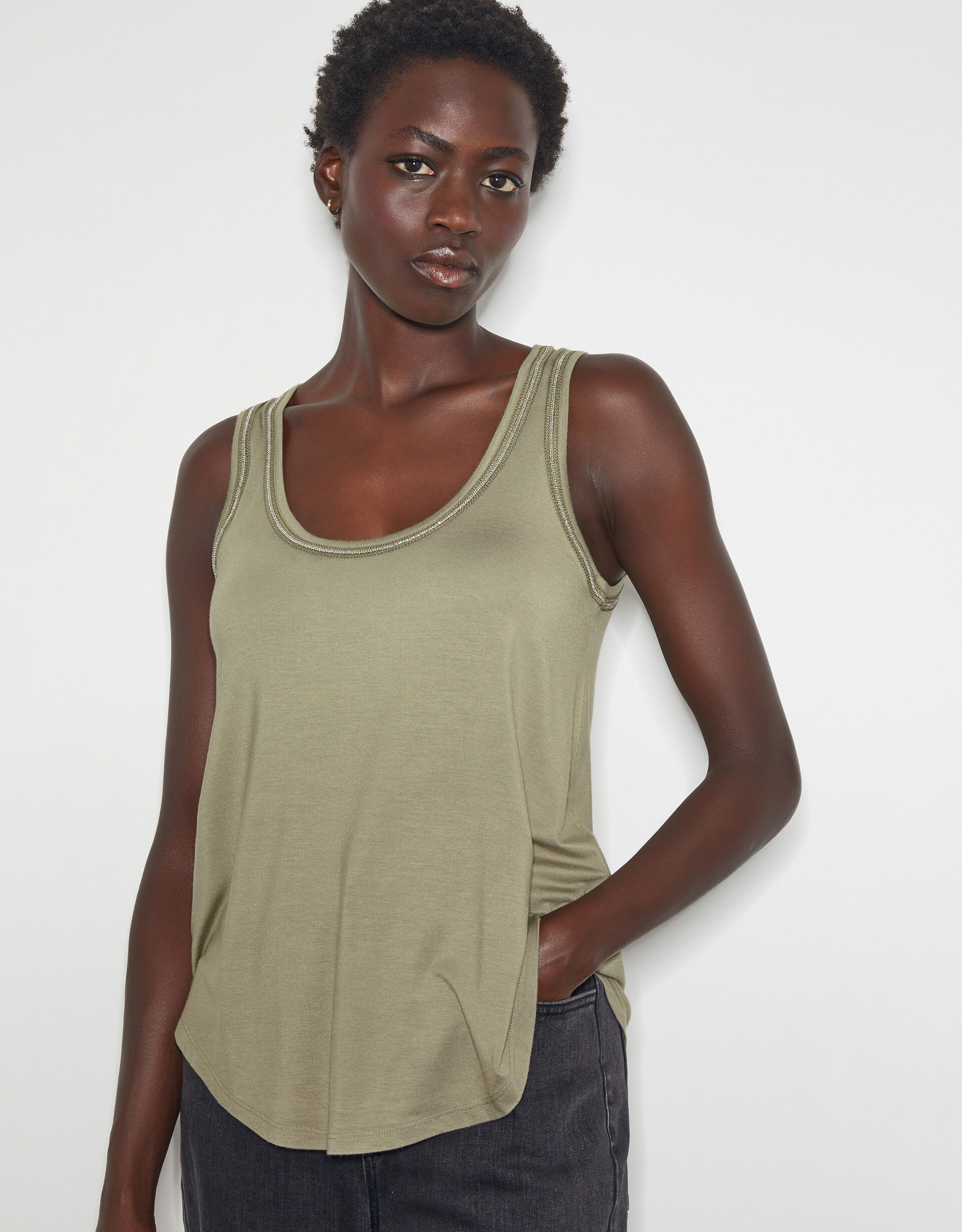 Jess Jersey Cami Top Green