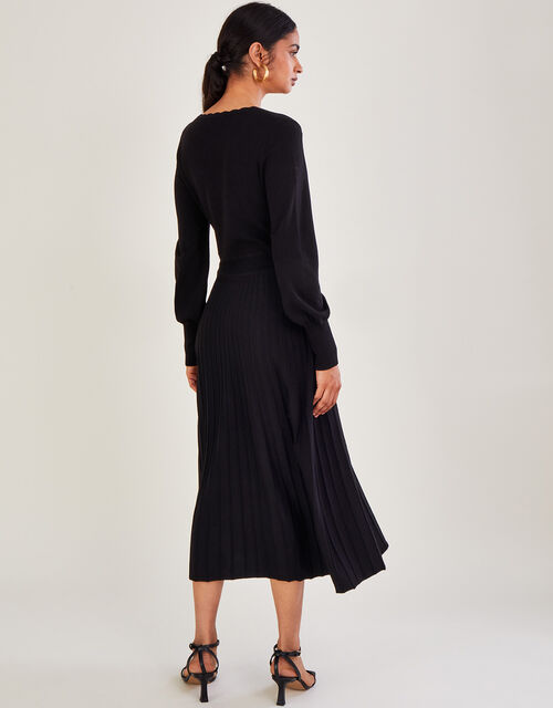 V Neck Midi Dress with LENZING™ ECOVERO™ , Black (BLACK), large