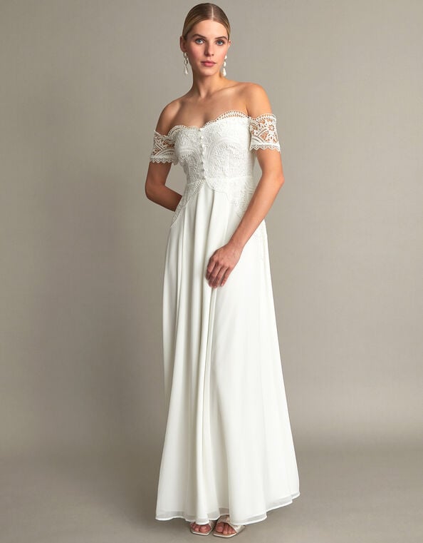 Maddie Off-Shoulder Wedding Dress, Ivory (IVORY), large