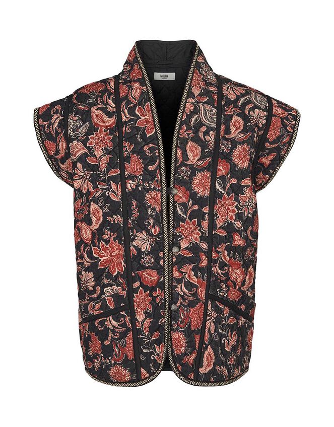 Moliin Jenny Floral Quilted Waistcoat, Multi (MULTI), large