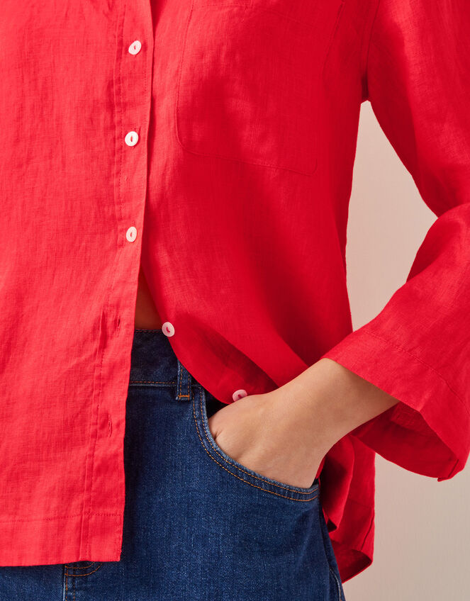 Thea Linen Shirt , Orange (CORAL), large