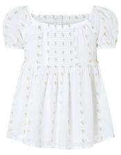 Millie Woven Heart Top, Ivory (IVORY), large