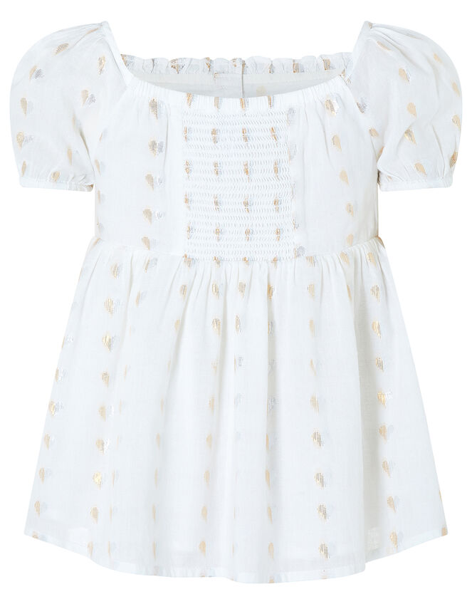 Millie Woven Heart Top, Ivory (IVORY), large