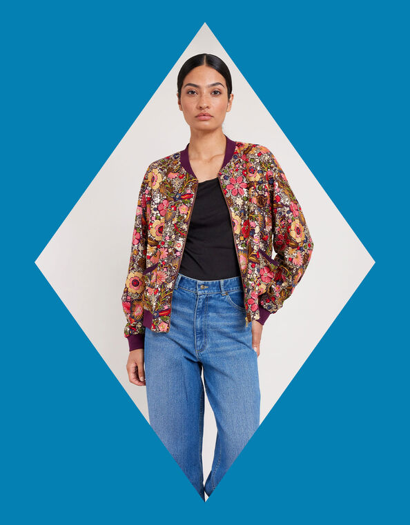 East Rio Sequin Bomber Jacket, Multi (MULTI), large