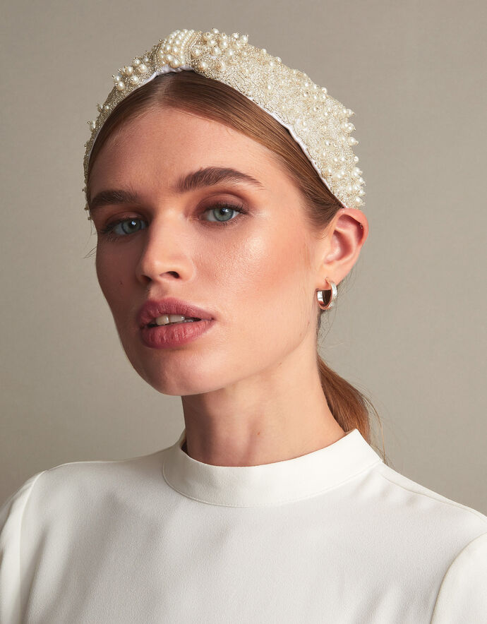 Handmade Cotton Elastic Pearl Headband 30