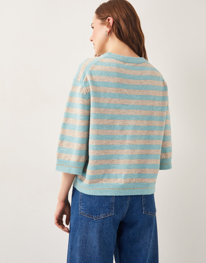 Sammi Stripe Crop Sleeve Jumper, Green (GREEN), large