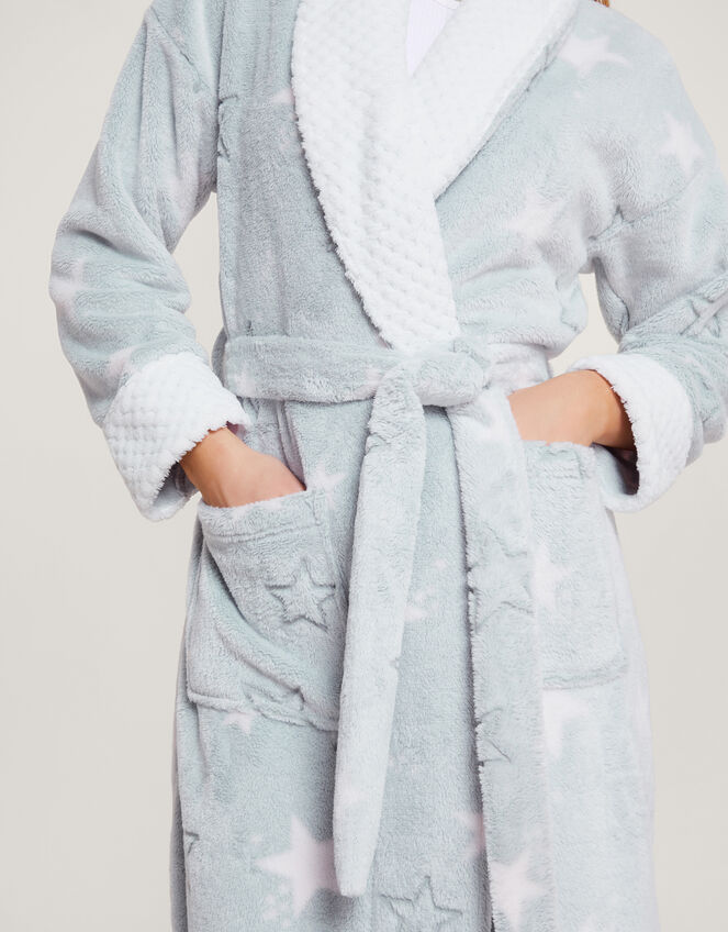 Star Print Dressing Gown, Grey (GREY), large