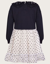 Embellished Organza Collar Dress, Black (BLACK), large
