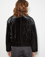 Violet Velvet Bomber Jacket, Blue (PETROL), large