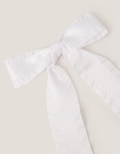 Frilly Bow School Hair Clip, White (WHITE), large