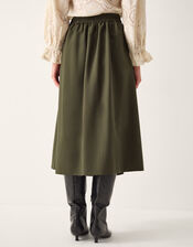 Jillian Pleated Kilt Midi Skirt , Green (KHAKI), large