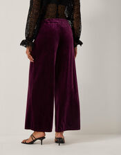 Vera Wide Leg Velvet Trousers, Red (BERRY), large