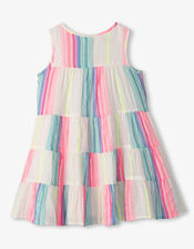 Hatley Neon Stripe Tiered Dress, White (WHITE), large