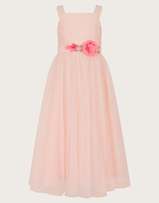 Fleur Flower Belt Tulle Dress, Pink (PINK), large