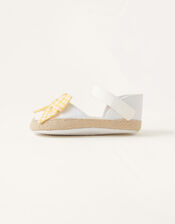 Baby Gingham Bootie Sandals, Ivory (IVORY), large