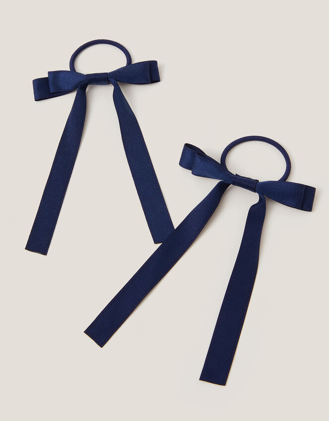 2-Pack Ribbon Bow School Hair Bands, Blue (NAVY), large