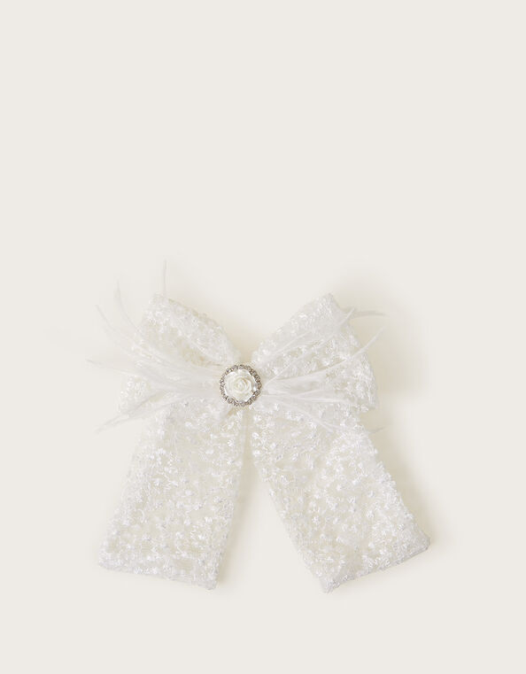 Fluffy Lace Hair Bow, , large