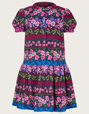 Floral Stripe Print Dress in LENZING™ ECOVERO™, Blue (NAVY), large