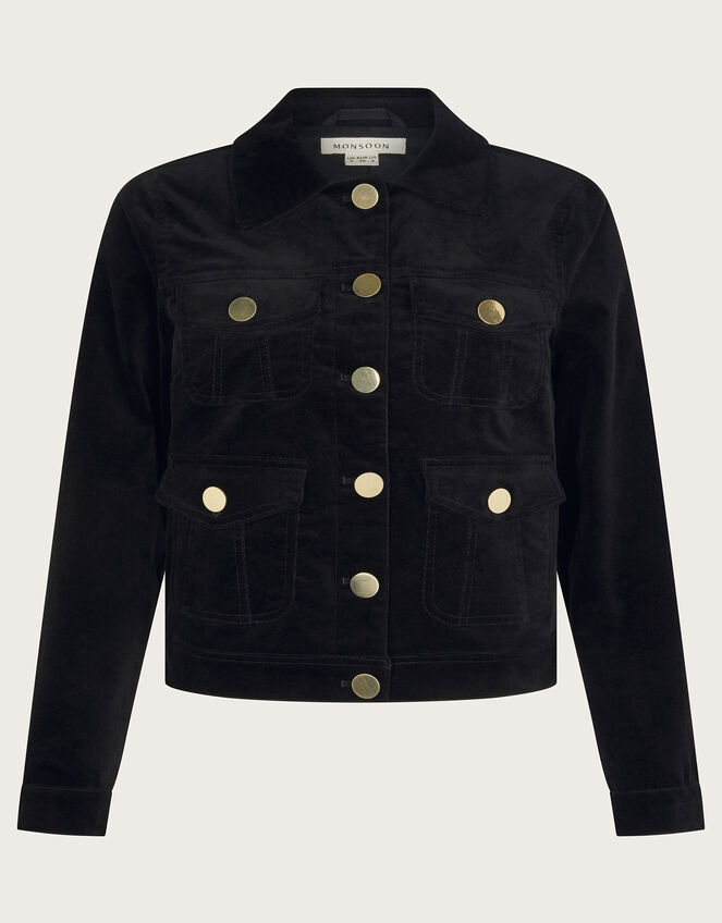 Oriana Four-Pocket Crop Jacket, Black (BLACK), large