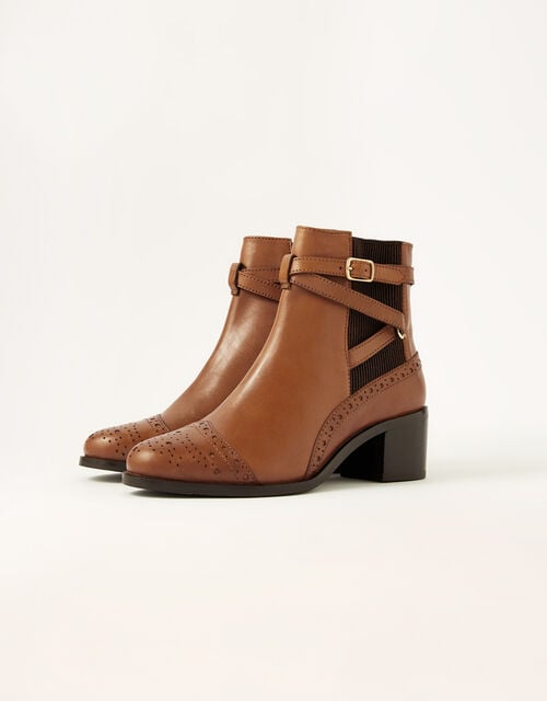 Bethan Leather Brogue Boots, Tan (TAN), large