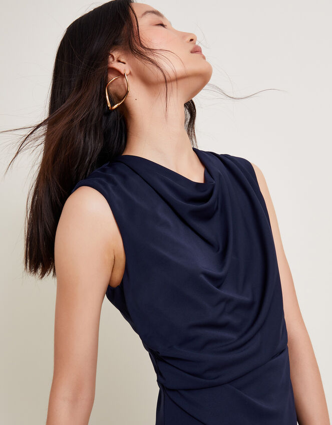 Debra Drape Jersey Dress, Blue (NAVY), large