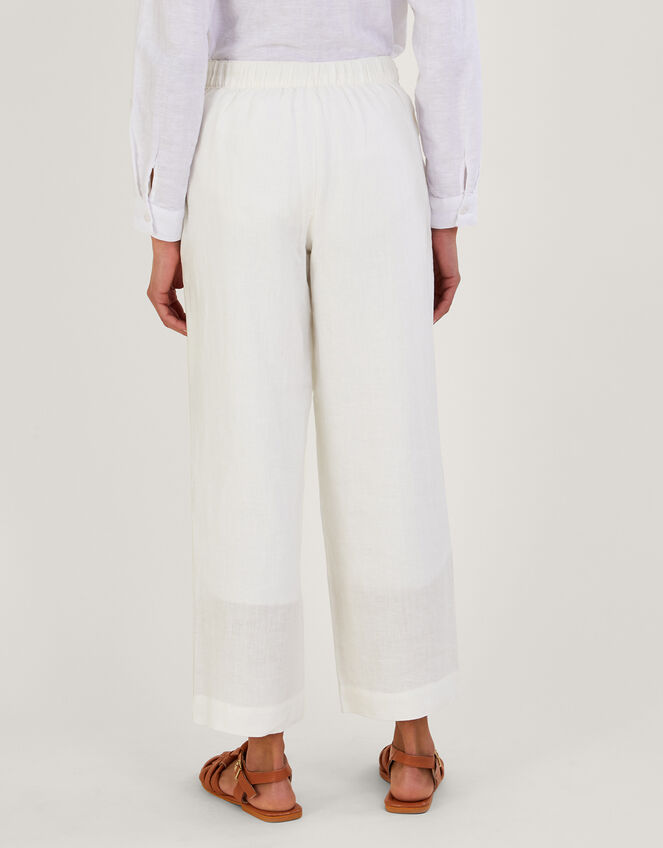 Pull-On Linen Trousers, White (WHITE), large