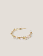 Flower & Pearl Metal Headband, , large