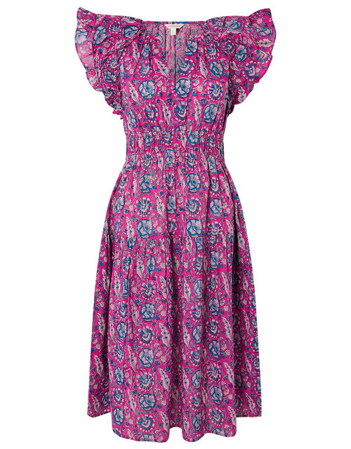 ARTISAN STUDIO Woodblock Print Dress, Pink (PINK), large