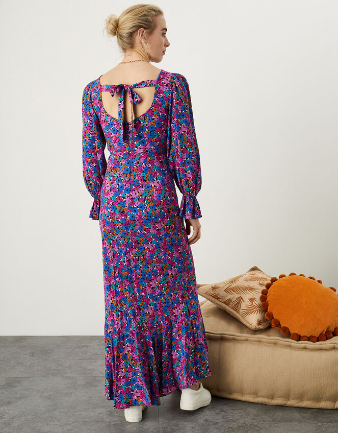 Ryleigh Floral Print Dress in Sustainable Viscose, Purple (LILAC), large