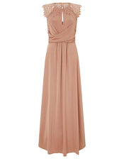 Yasmeen Lace Jersey Maxi Bridesmaid Dress, Pink (PINK), large