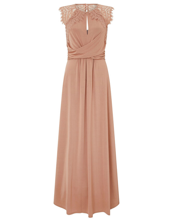 Yasmeen Lace Jersey Maxi Bridesmaid Dress, Pink (PINK), large