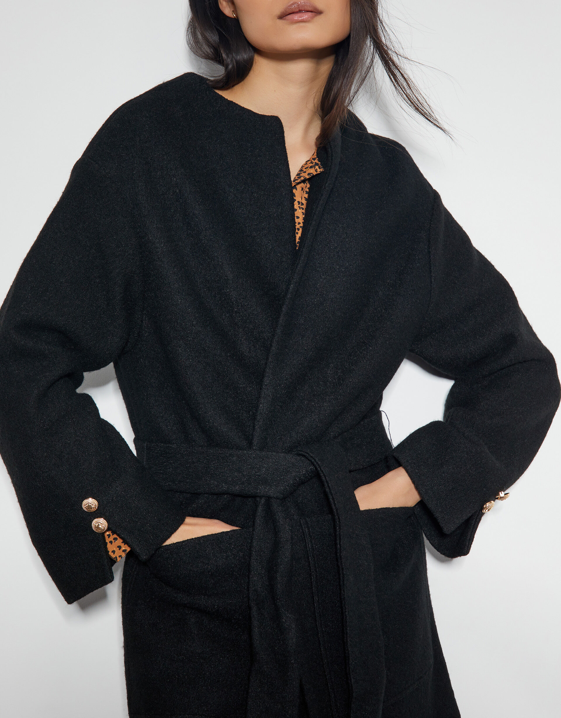 Black knit coat clearance