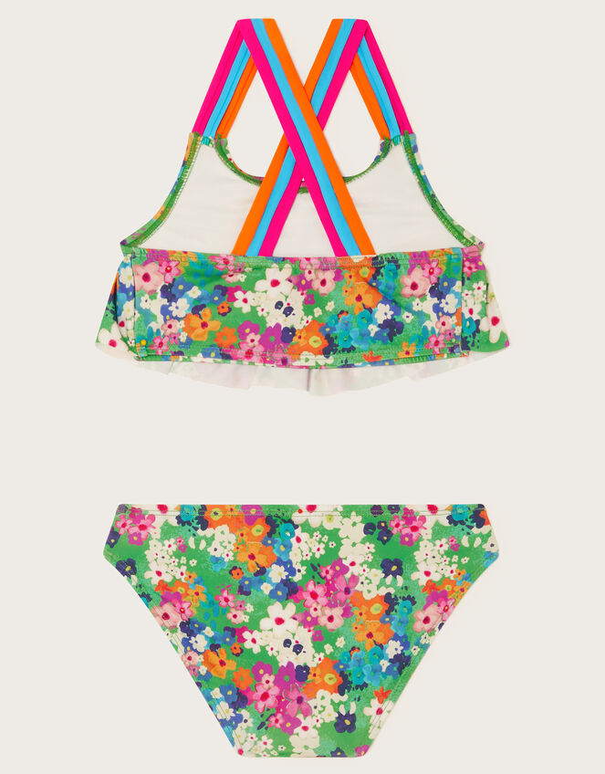 Ditsy Floral Frill Bikini Set, Green (GREEN), large