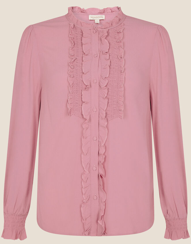 Liliana Frill Long Sleeve Blouse, Pink (BLUSH), large