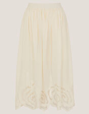 Grace Cutwork Midi Skirt , White (WHITE), large