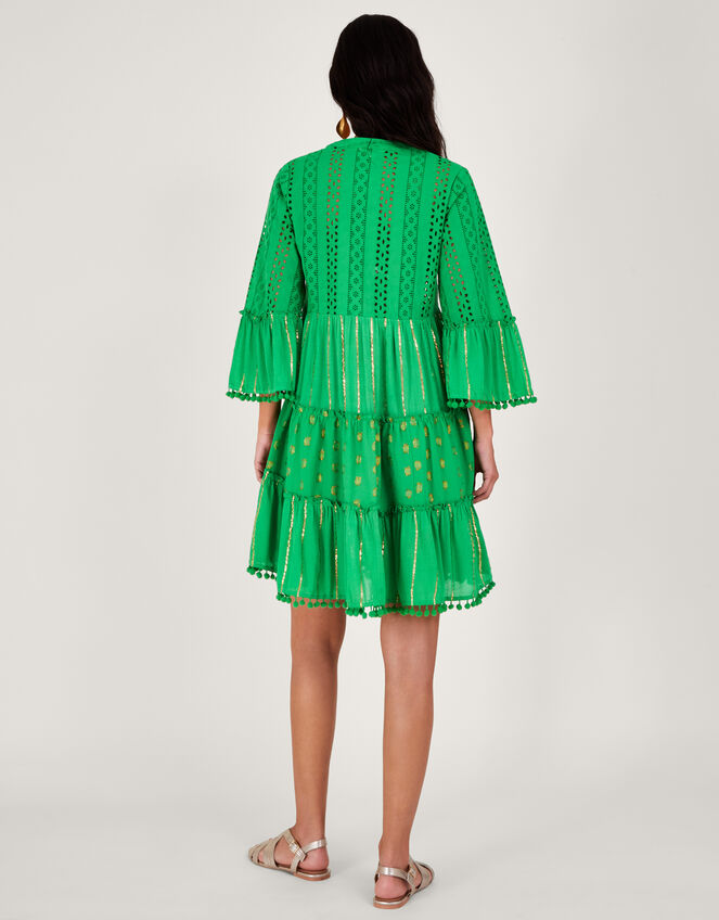 Metallic Tassel Kaftan Dress Green