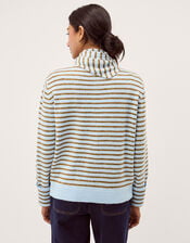 Stripe Cardigan & Triangle Scarf , Blue (BLUE), large