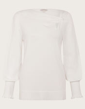 Side Knot Twist Jumper, Ivory (IVORY), large