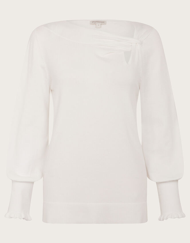 Side Knot Twist Jumper, Ivory (IVORY), large