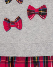 Baby Mini Bow Check Dress, Grey (GREY), large