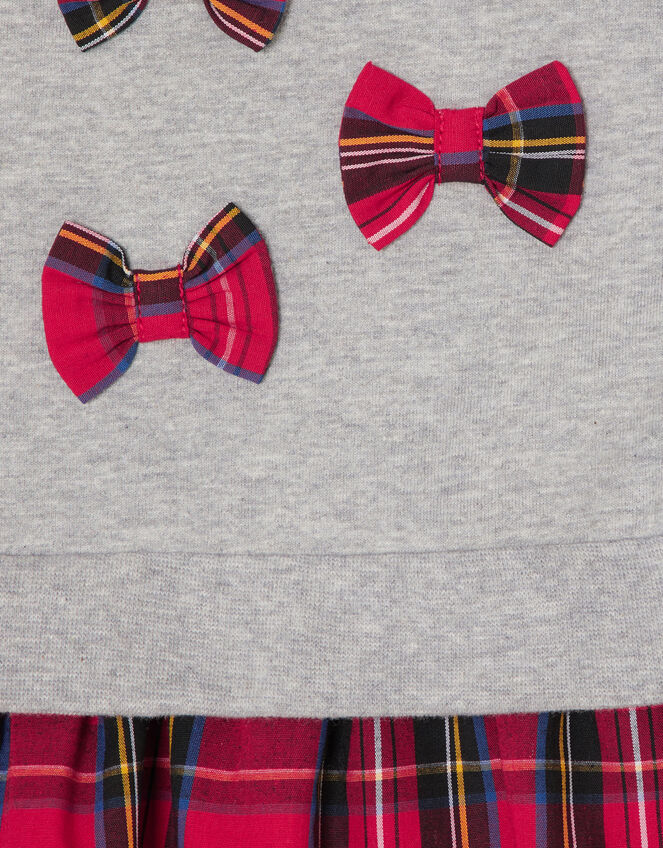 Baby Mini Bow Check Dress, Grey (GREY), large
