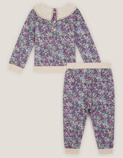 Baby Floral Sweatshirt & Joggers Set, Purple (PURPLE), large