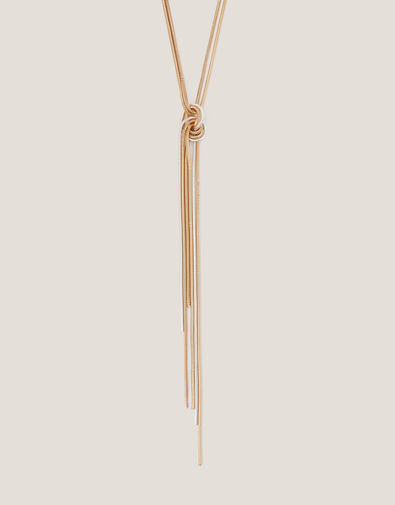 Mixed Metal Knot Tassel Necklace, , large