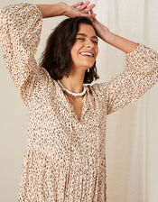 Printed Tiered Maxi Dress, Natural (NATURAL), large