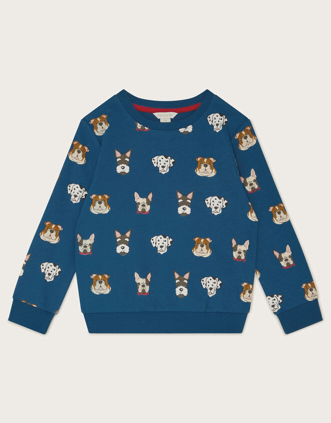 Dog Print Sweatshirt, Blue (BLUE), large