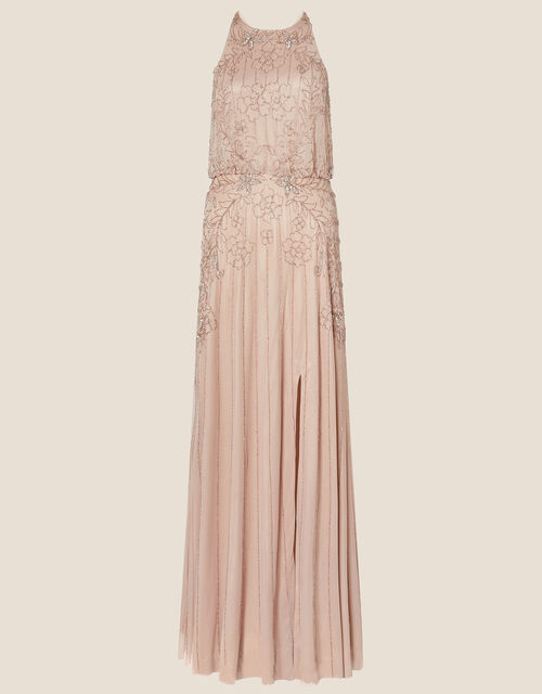 Sonja Embellished Shorter Length Dress in Recycled Polyester, Pink (PINK), large