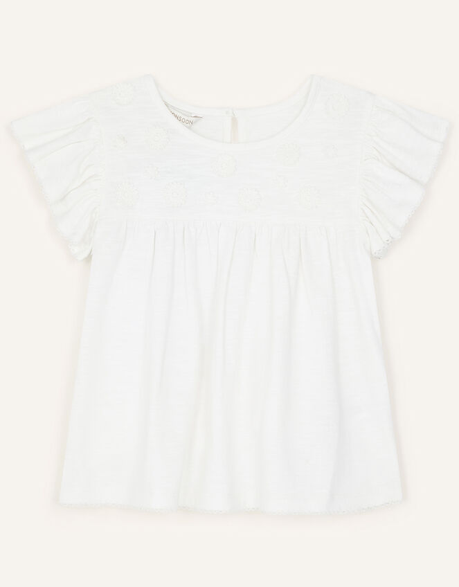 Lace Flower Jersey Top Ivory
