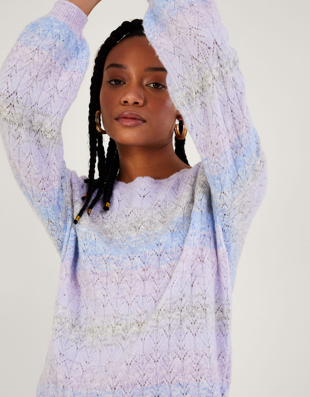 Ombre Stripe Jumper with Recycled Polyester Purple