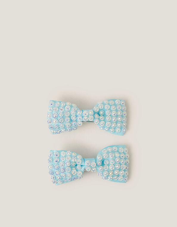 2-Pack Gemstone Bow Hair Clips, , large